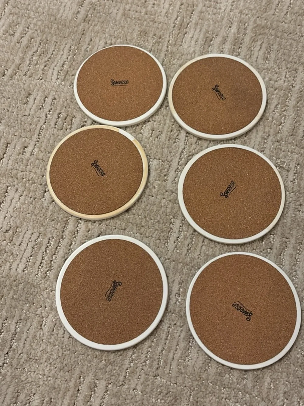 Urban Outfitters Set of 6 White Ceramic Coasters